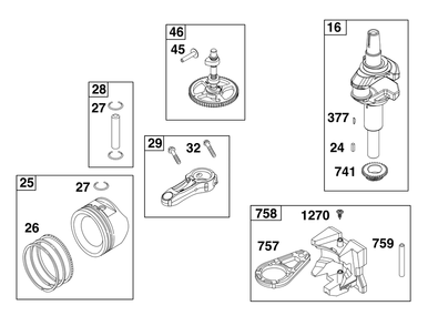 Crankshaft Group Diagram and Parts List for 31R907-0110-G1 200000 - 399999 Briggs and Stratton Engine